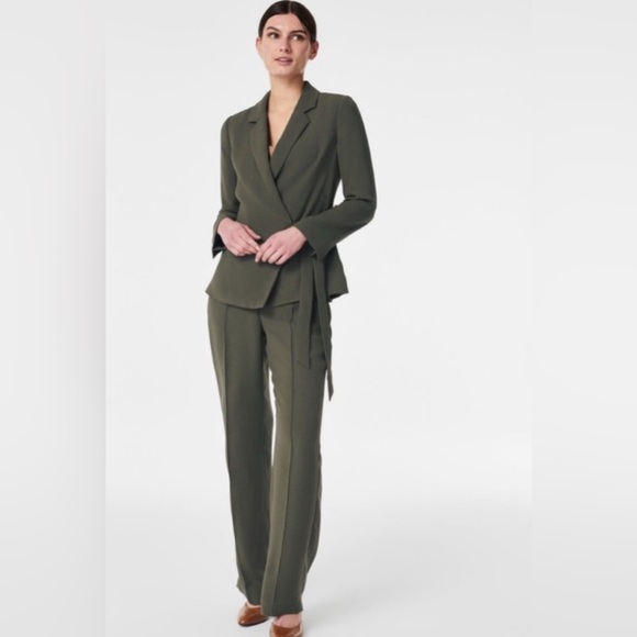 NWT SPANX Crepe Wrap Blazer-Midnight Olive